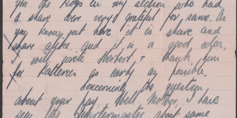 Letter from Albert Haughton to his mother, 19 August 1916