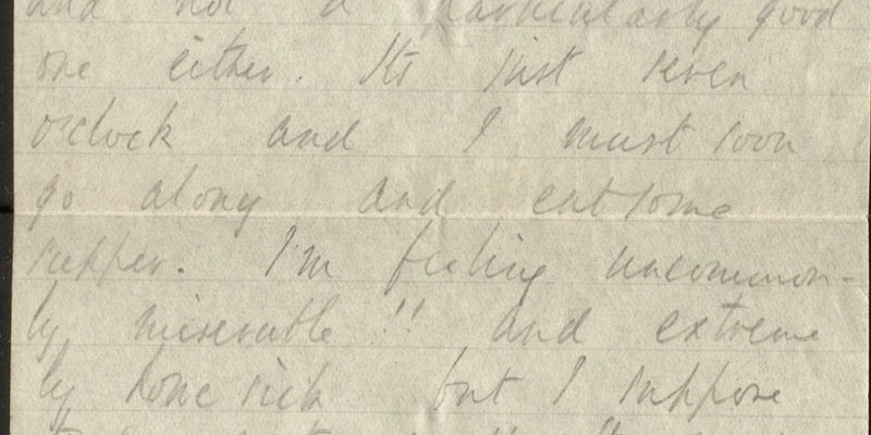A letter from Alan Bowles to his mother on 4 February 1916, after his return from leave