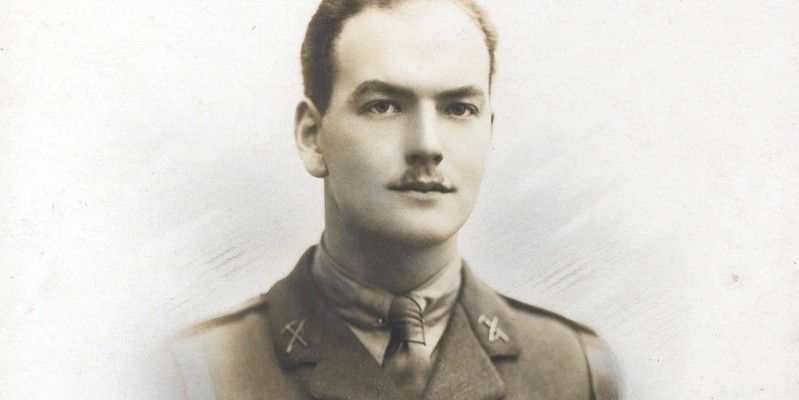 Portrait photograph of Second Lieutenant Douglas Hamlin McKie, Northumberland Fusiliers, c1916