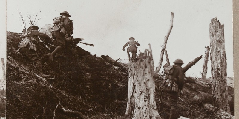 ‘At dawn, in a determined rush, we carry the fortified Hun entrenchments in Trones Wood by assault’, 1916