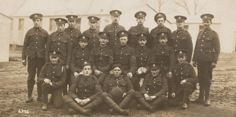 Group photograph of soldiers from The Buffs, c1916