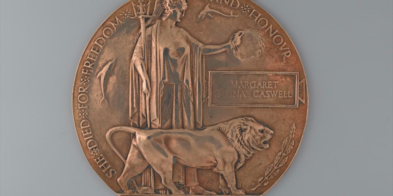 Commemorative Medallion 1914-1918 issued to the next of kin of Margaret Selina Caswell, Queen Mary's Army Auxiliary Corps