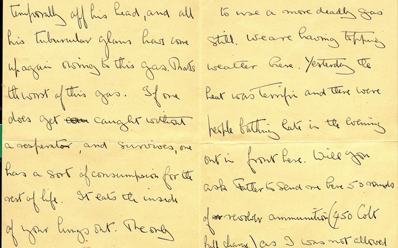 Letter from Asprey to his mother, on the effects of gas on fellow soldiers, 27 May 1915
