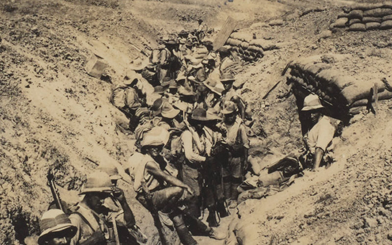 British officers and men of 3/3rd Queen Alexandra's Own Gurkha Rifles in a front line trench, 1917