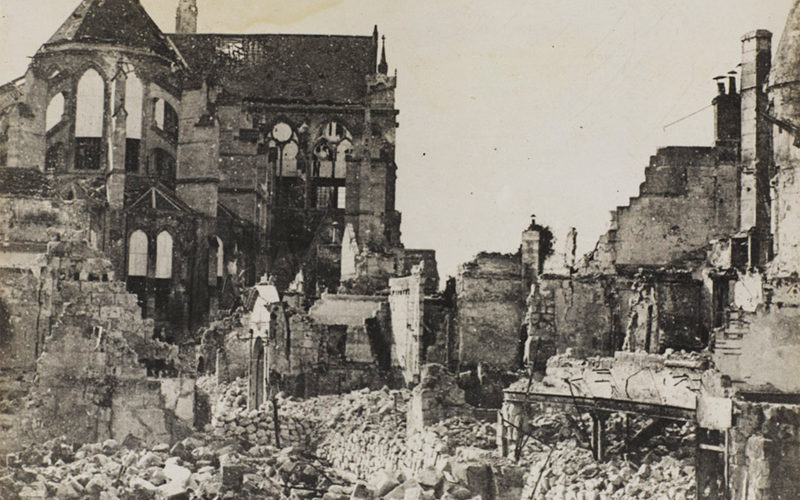 The ruins of Soissons which was captured by the Germans, May 1918