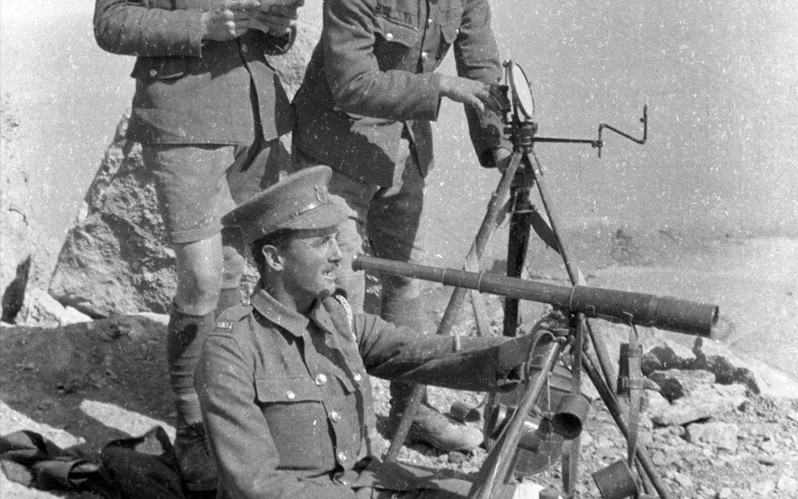 'Heliograph signalling - Privates Underhill, Jones and Pope', Sollum, Egypt, c1917