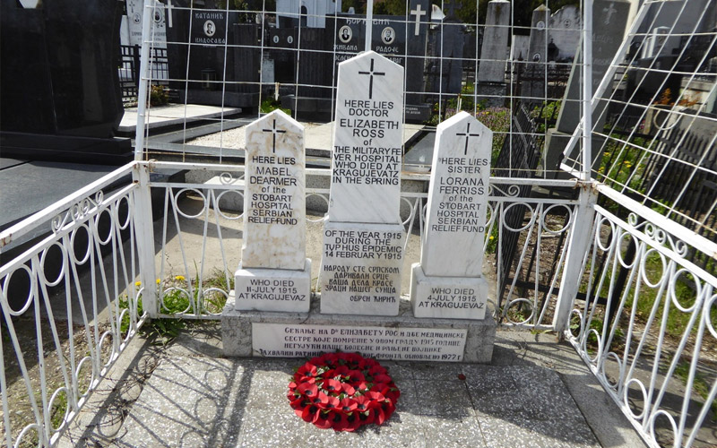 Gravestones of Dr Elizabeth Ross, Lorna Ferris and Mabel Dearmer, Kragujevac, Serbia