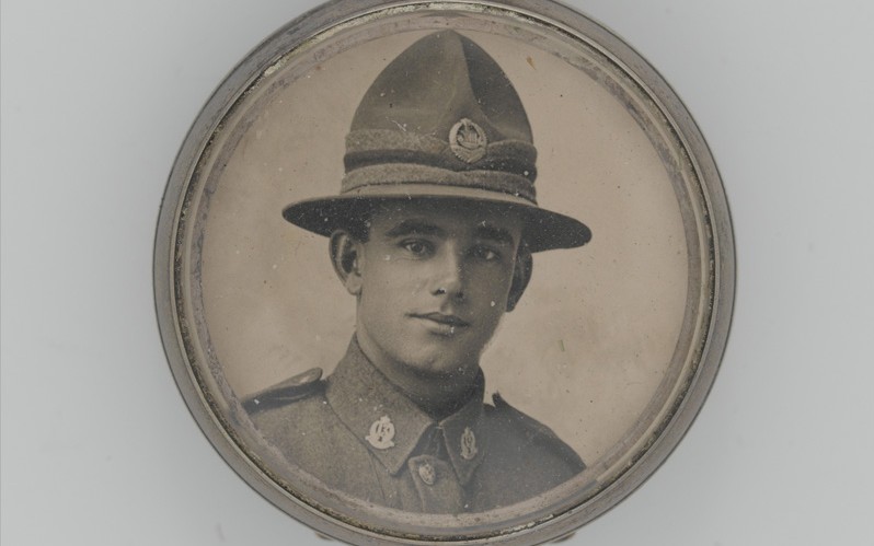 Pocket watch case containing a photograph of Private William Henry Ellen, 1st Battalion, The Auckland Regiment, c1916