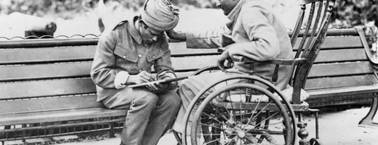 Wounded soldier dictating a letter