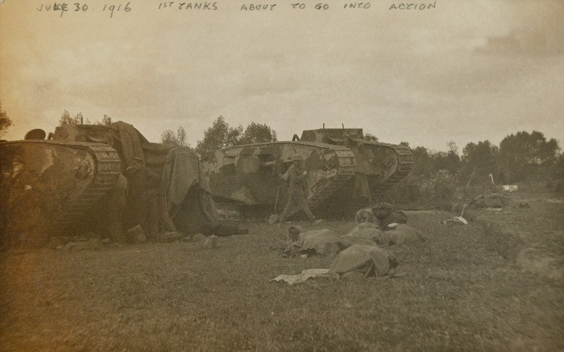 A soldier opening his Princess Mary gift tin, 1914