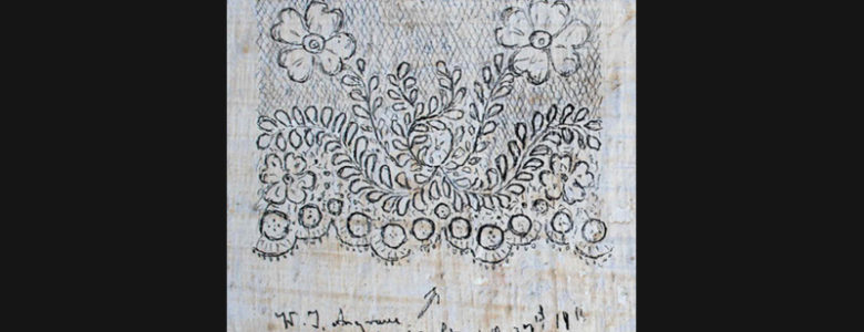 A floral lace design drawn by W.J. Angrave, conscientious objector, July 1916