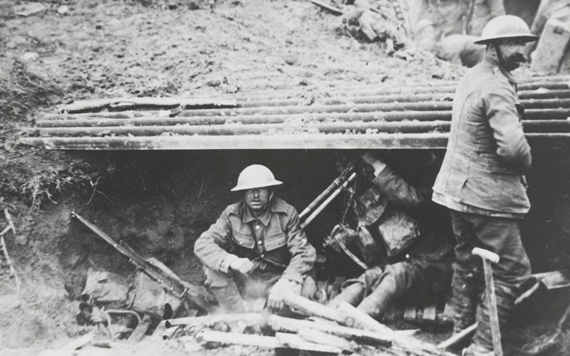 Resting in a dugout, 9 April 1917