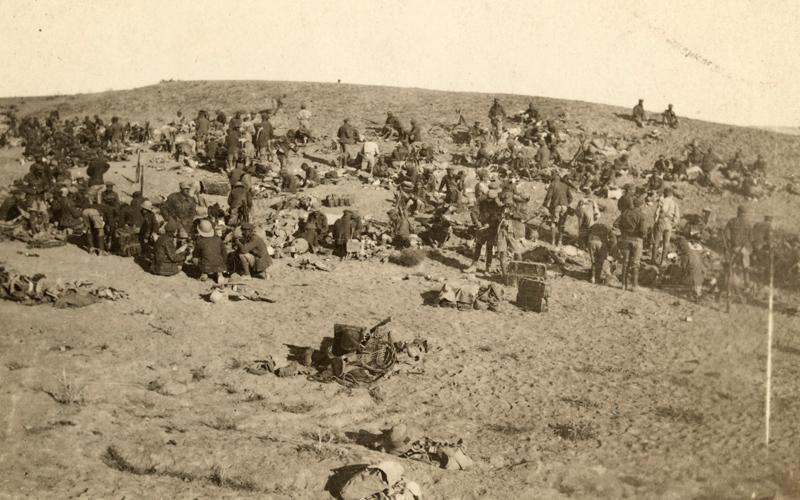 Troops resting after first two days of the Third Battle of Gaza, near Tira, 2 November 1917